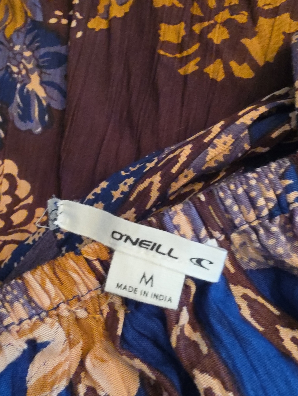 O'NEILL Blue Brown Floral Halter Open Back Side Slits Maxi Boho Summer Dress M - Picture 7 of 8